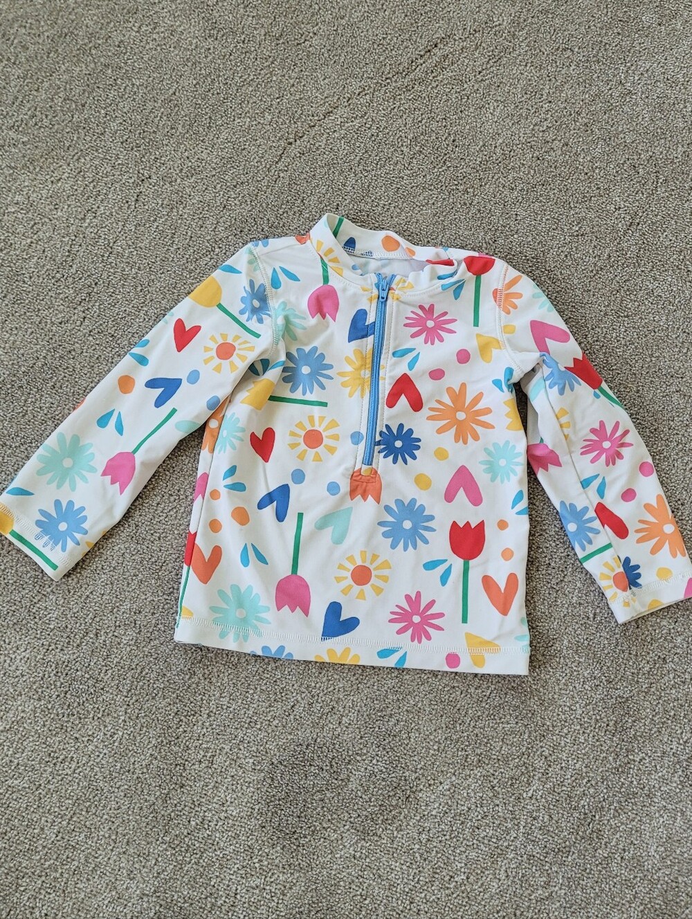 PRIMARY Colorful Quarter Zip Swim Rash Gaurd Shirt Size 18-24 Months